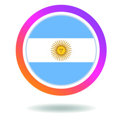 Flag of argentina. Round icon for social networks. Ideal for bloggers. Bright design. Vector