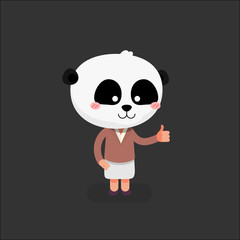 Cute people with panda head: vector illustration