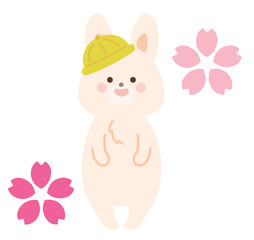 うさぎと桜のイラスト