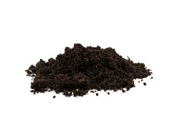 A handful of earth isolated on white background.