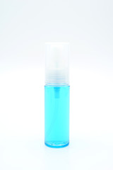 Glass bottle of alcohol medicine on white background isolated. cleaning properties For safety and to reduce infection from contact Popularly used in medical houses, hospitals, places where people