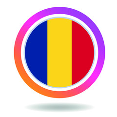 Fototapeta premium Flag of romania. Round icon for social networks. Ideal for bloggers. Bright design. Vector