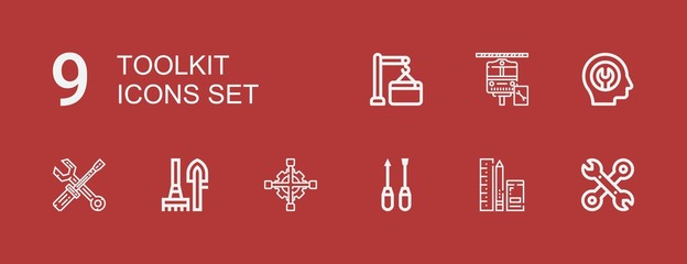 Editable 9 toolkit icons for web and mobile