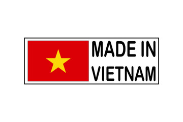 Made in Vietnam badge, label or logo with flag. Vector illustration.