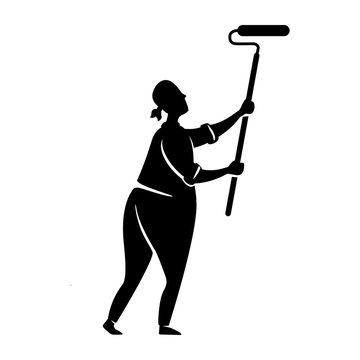 recommend clip art: Man paint wall black silhouette vector illustration. Guy doing whitewash. Home repairs. Working person pose. Handyman 2d cartoon character shape for commercial, animation, printing