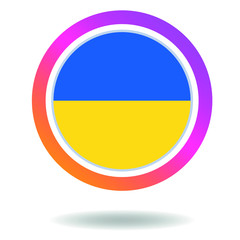 Flag of ukraine. Round icon for social networks. Ideal for bloggers. Bright design. Vector