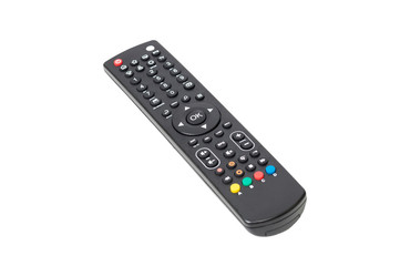 TV remote isolated on white background, mock up selective focus
