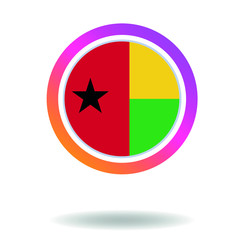 Flag of guinea-bissau. Round icon for social networks. Ideal for bloggers. Bright design. Vector