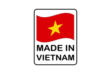 Made in Vietnam badge, label or logo with flag. Vector illustration.