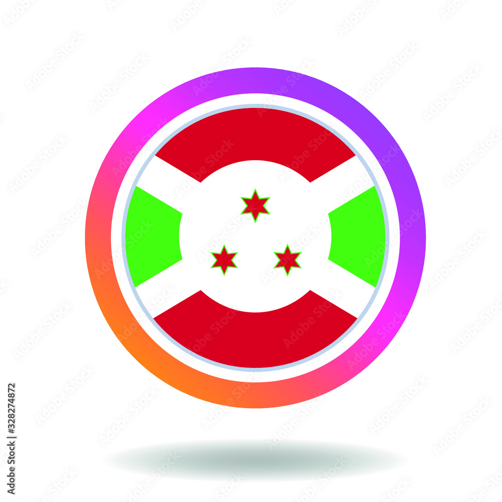 Wall mural Flag of burundi Round icon for social networks. Ideal for bloggers. Bright design. Vector