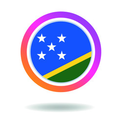 Flag of solomon islands. Round icon for social networks. Ideal for bloggers. Bright design. Vector