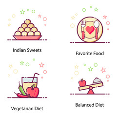  Traditional Food and Drinks Flat Icons Pack 