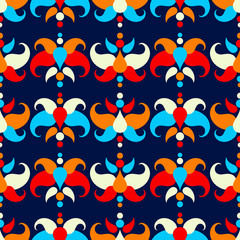 Paisley ornament. Flowers. Polka dots. Ikat. Traditional ornament. Vector illustration for web design or print.