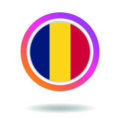 Fototapeta premium Flag of chad. Round icon for social networks. Ideal for bloggers. Bright design. Vector