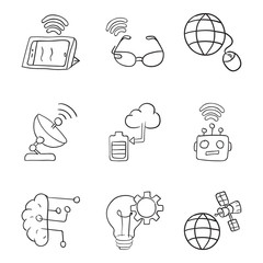  Technological Devices Hand Drawn Icons Pack 