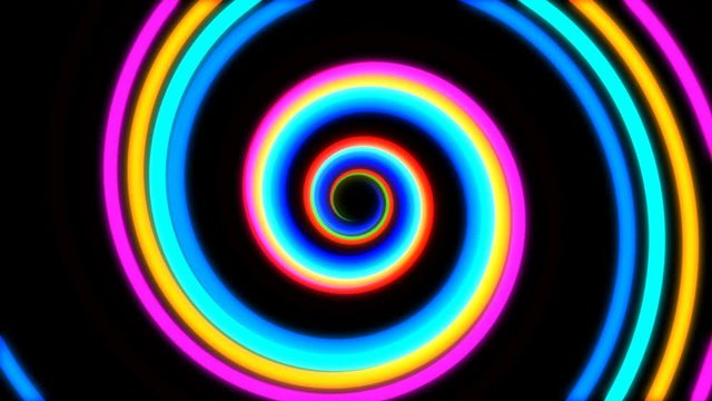 Colorful neon hypnosis spiral animation - Seamless Loop