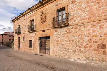 Fototapeta na wymiar Eagle's house in the medieval village of Ayllón in the province of Segovia (Spain)