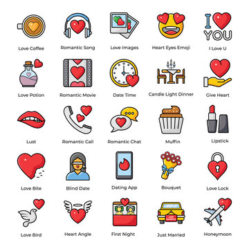  Pack Of Romance Flat Icons 