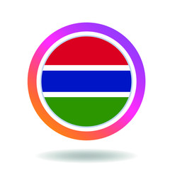 Flag of gambia. Round icon for social networks. Ideal for bloggers. Bright design. Vector