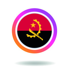 Flag of angola. Round icon for social networks. Ideal for bloggers. Bright design. Vector
