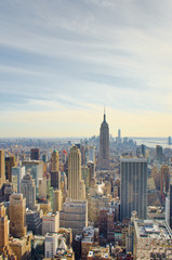 Fototapeta na wymiar Skyscrapers of Manhattan. Panoramic view from famous skyscraper Top of the Rock. New York, USA