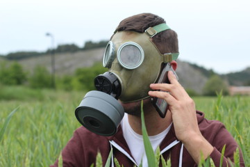 Man calling during isolation due to viral outbreak 