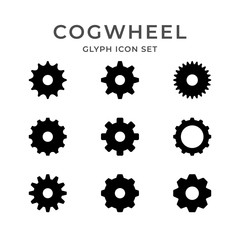 Set glyph icons of cogwheel