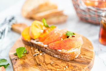 Peach ricotta toast