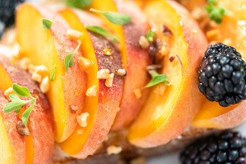 Peach ricotta toast