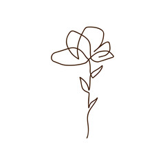 Flower vector one line art logo. Minimalist contour drawing monoline. Continuous line artwork for banner, book design, web illustration