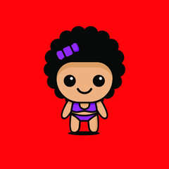 cute kawaii girl bikini character logo icon design vector illustration