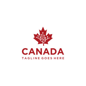 Illustration of Canadian with connected data technology sign logo design