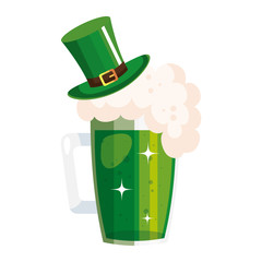 top hat leprechaun with beer jar isolated icon vector illustration designicon