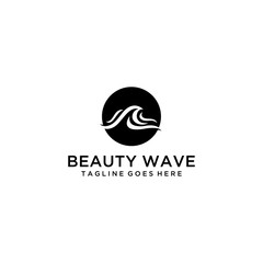 Creative luxury abstract sea water wave on circle logo icon template