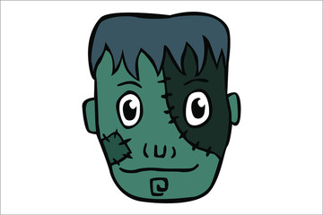Halloween illustration of a funny cartoon Frankenstein