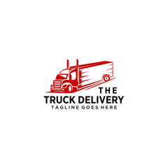 Illustration of large truck for transporting heavy goods containing containers logo design.