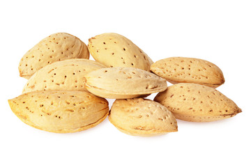 almond isolated on white background. Nuts on white background.
