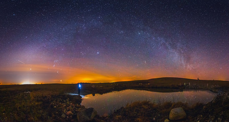 Milky way galaxy landscape panorama