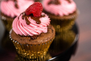 Chocolate raspberry cupcakes