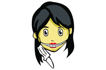 Obraz premium Halloween illustration of a funny cartoon japanese Ghost Kuchisake Onna