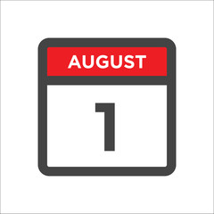 August 1 calendar icon with day of month