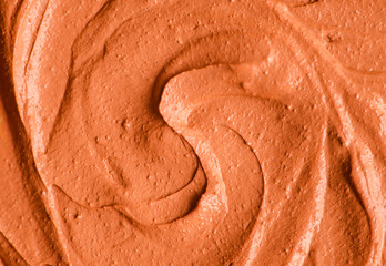 Red terracota clay texture close up, selective focus. Abstract background
