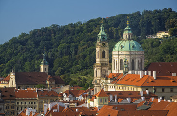 Aerial view over Mala Strana District in Prague, Czech Republic