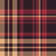 Tartan pattern background. Seamless herringbone check plaid graphic in dark burgundy brown, pink red, and beige for scarf, flannel shirt, blanket, throw, or other autumn fabric prints.
