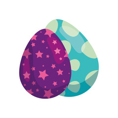 set of cute eggs easter decorated vector illustration design