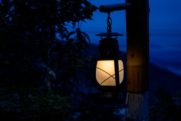 Dark environment, all kinds of beautiful lamps and lanterns emit bright light