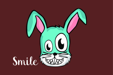 Halloween crazy rabbit smile emoji Vector