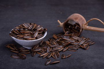 Roasted sunflower seeds in the dark