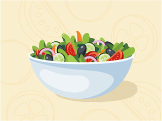 Fresh vegetable salad with background