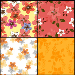 Vector spring abstract background flowers seamless pattern